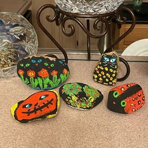 Collection Of Five Hand-painted Rock